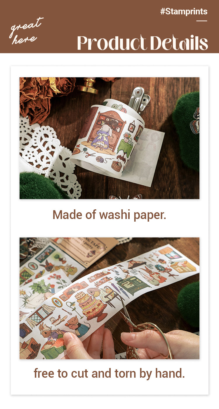 3Characteristics of Flower and Alice Long Strip Washi Sticker