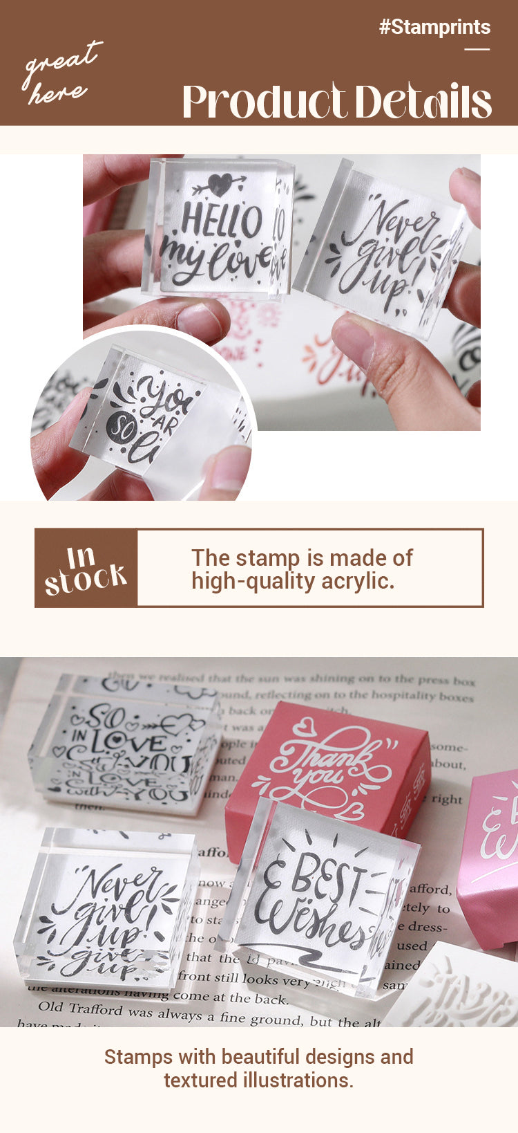 3Characteristics of Good Blessing Greeting Clear Acrylic Rubber Stamp