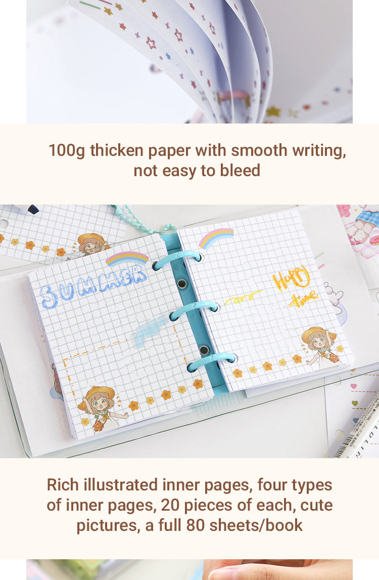 3Characteristics of Kawaii Cartoon Mini Loose-Leaf Journal Notebook3