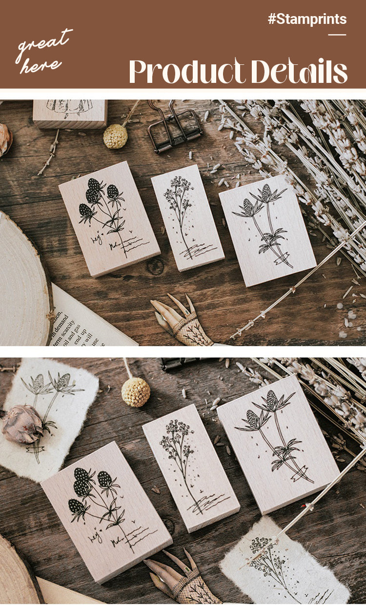 3Characteristics of Literary Berry Plant Wooden Rubber Stamp1