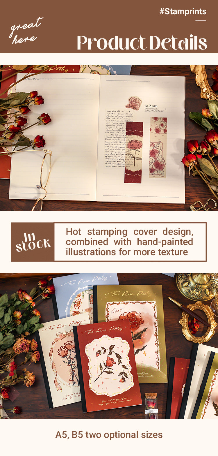 3Characteristics of Romantic Hot Stamping Rose Illustration Notebook