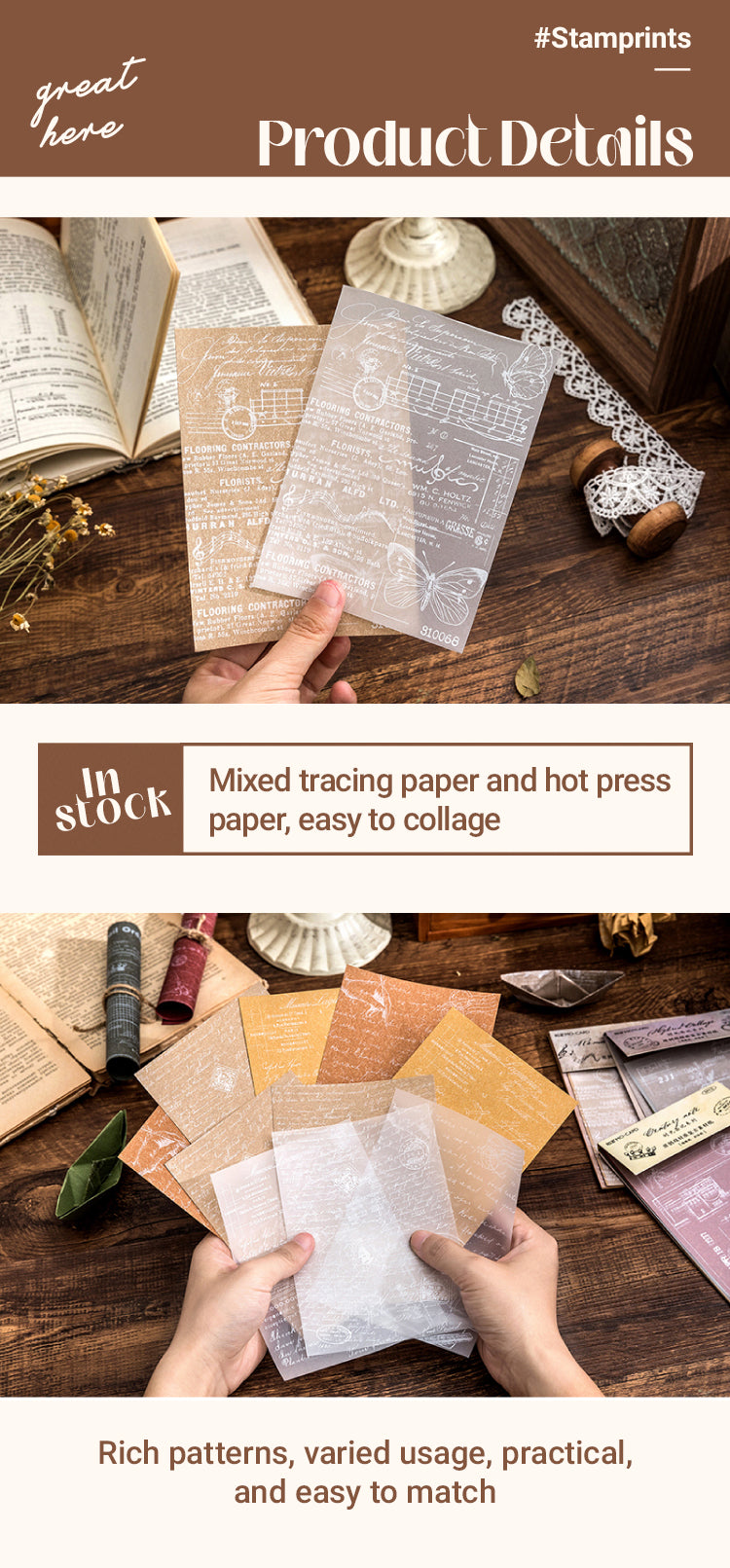 3Characteristics of Simple English Text Tracing Paper Scrapbook Paper Pack
