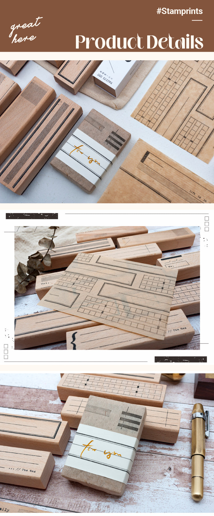 3Characteristics of Simple Frame Border Wooden Rubber Stamp
