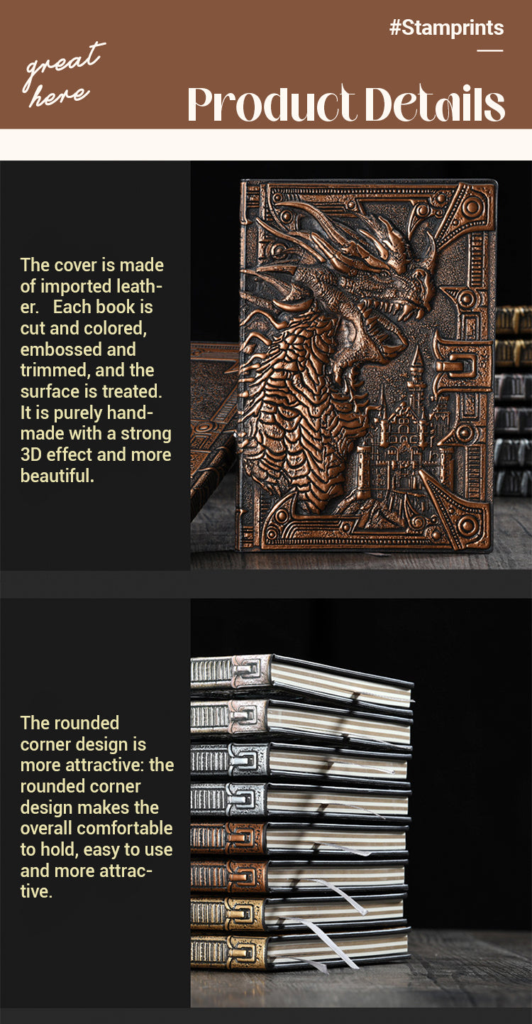3Characteristics of Vintage 3D Relief Bronze Dragon Notebook1