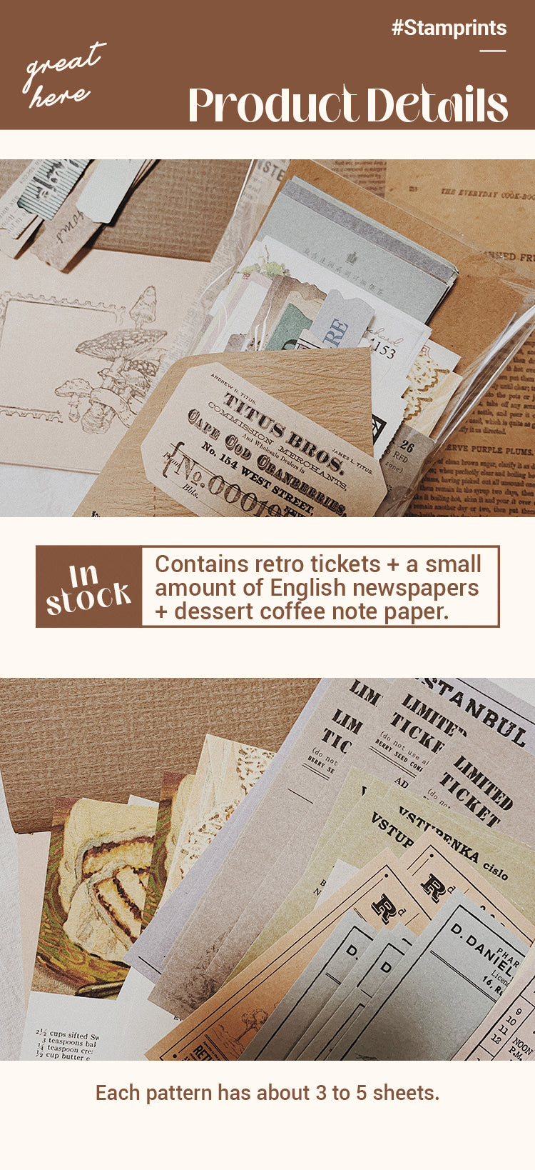 3Characteristics of Vintage Bill Newspaper Junk Journal Paper Pack