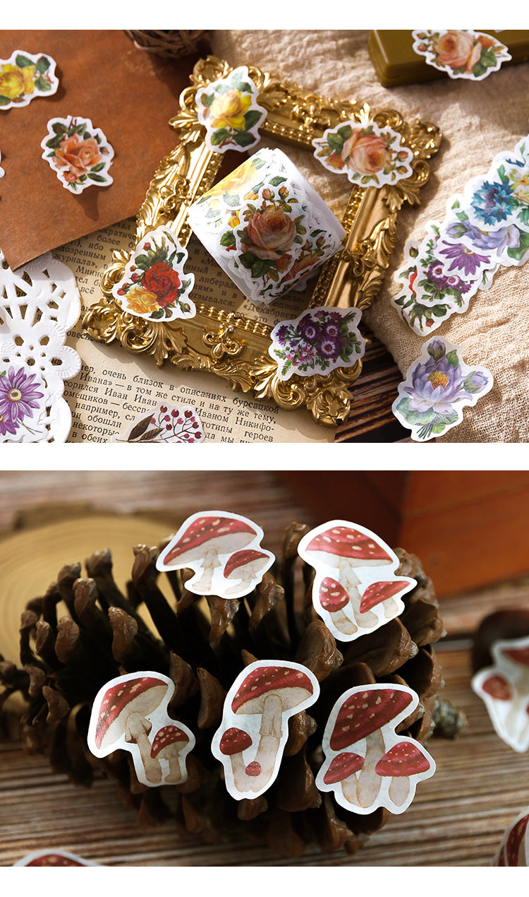 3Characteristics of Vintage Fall Forest Collage Plant Animal Washi Sticker2