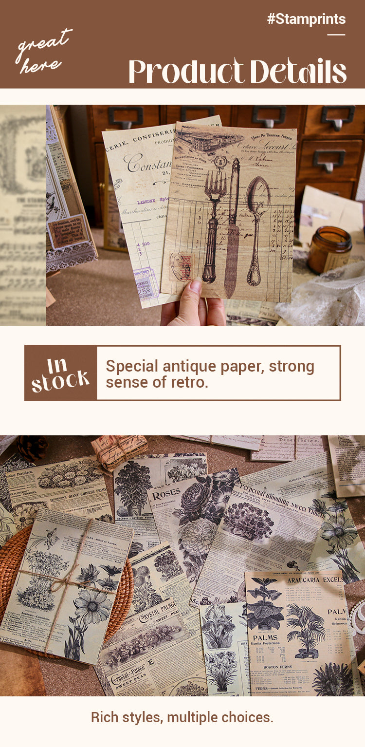 1set 30pcs Aged Information Style Scrapbook Paper Retro Inspiration Series  Diy Scrapbooking Background Material