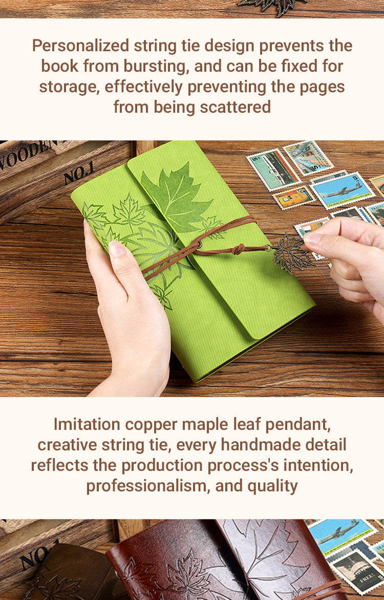 3Characteristics of Vintage Loose-Leaf Maple Leaf Travel Notebook2