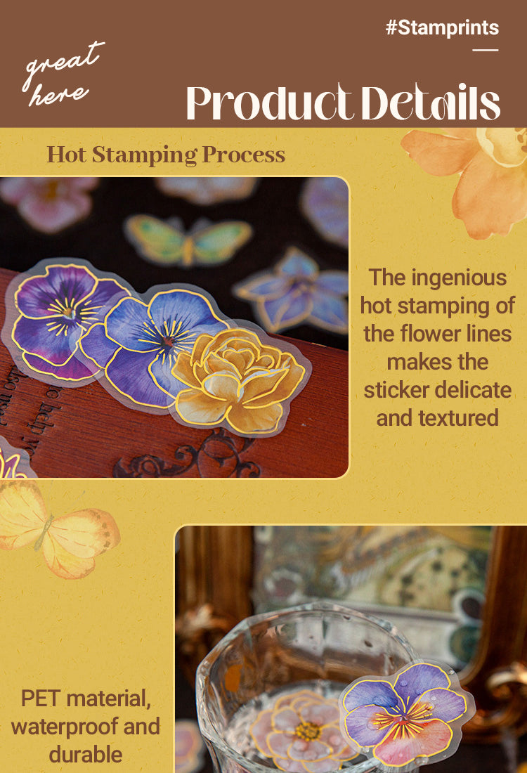 3Colorful Flower Hot Stamping Plant PET Sticker Pack1