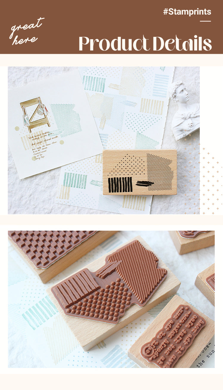 3Creative Barcode Mosaic Wooden Rubber Stamp