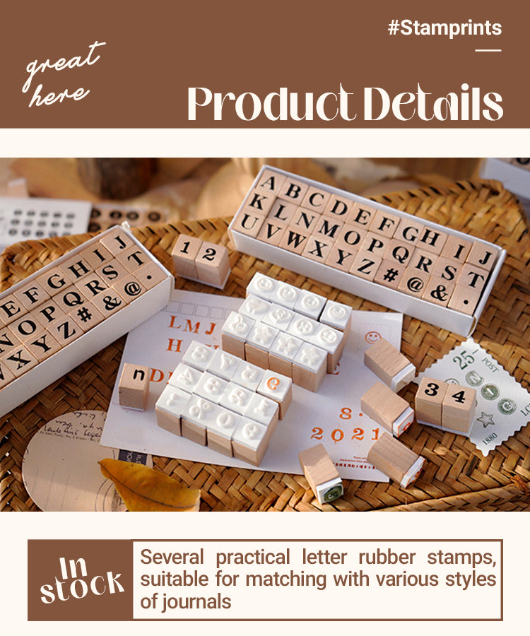 3Creative Cute Alphabet Number Wooden Rubber Stamp Set1