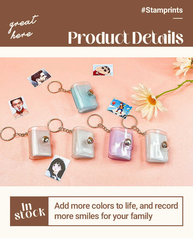 clear pvc mini photo album keychain