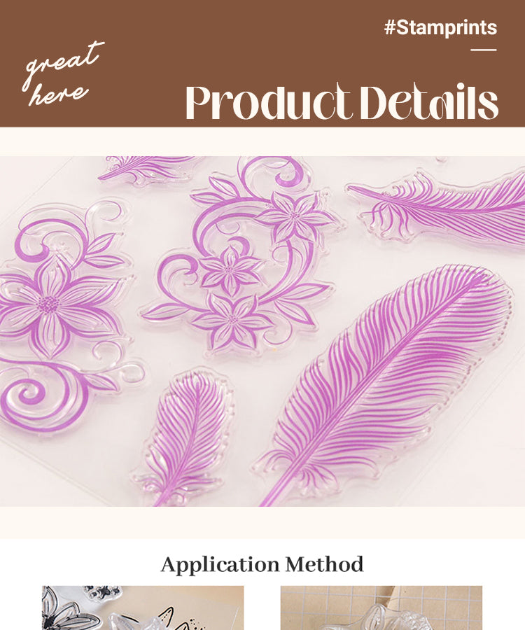 3Feathers & Flowers Silicone Stamps1