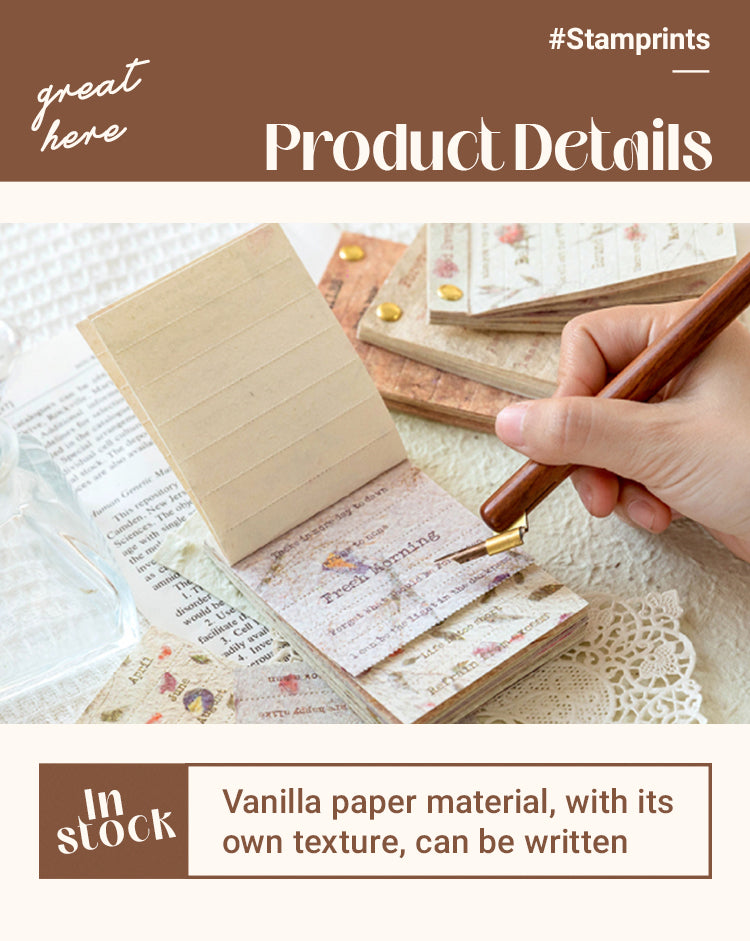 Material Paper - Floral Artistic English Text Strip Scrapbook Paper Book