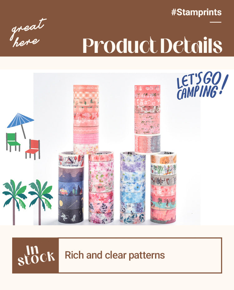 3Japanese Style Summer Hand-Painted Sakura Petals Washi Tape Set