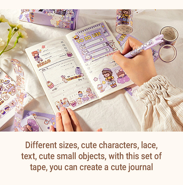 3Kawaii Cartoon Character Sweet Girl Boxed PET Tape Set2