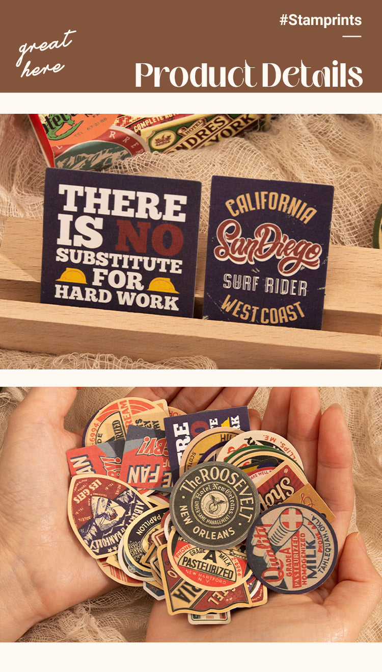 3Memories Collection Retro American Style Boxed Kraft Stickers