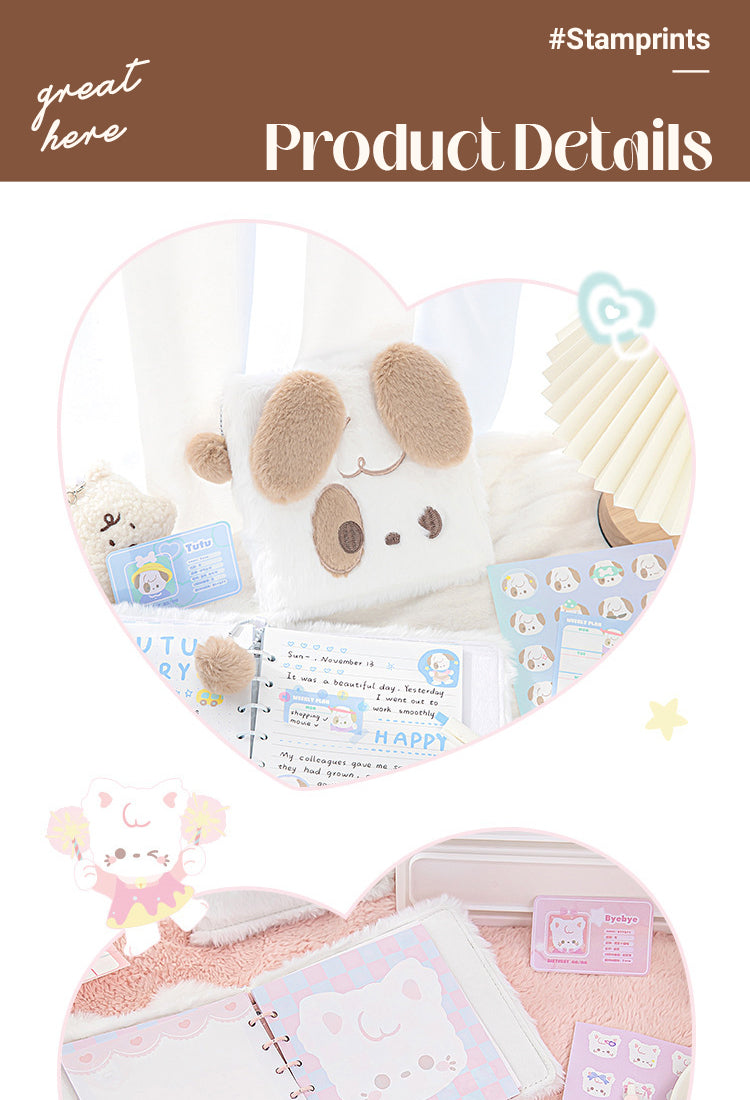 3RosyPosy Kawaii Pluff Animal Loose-Leaf Diary Notebook1