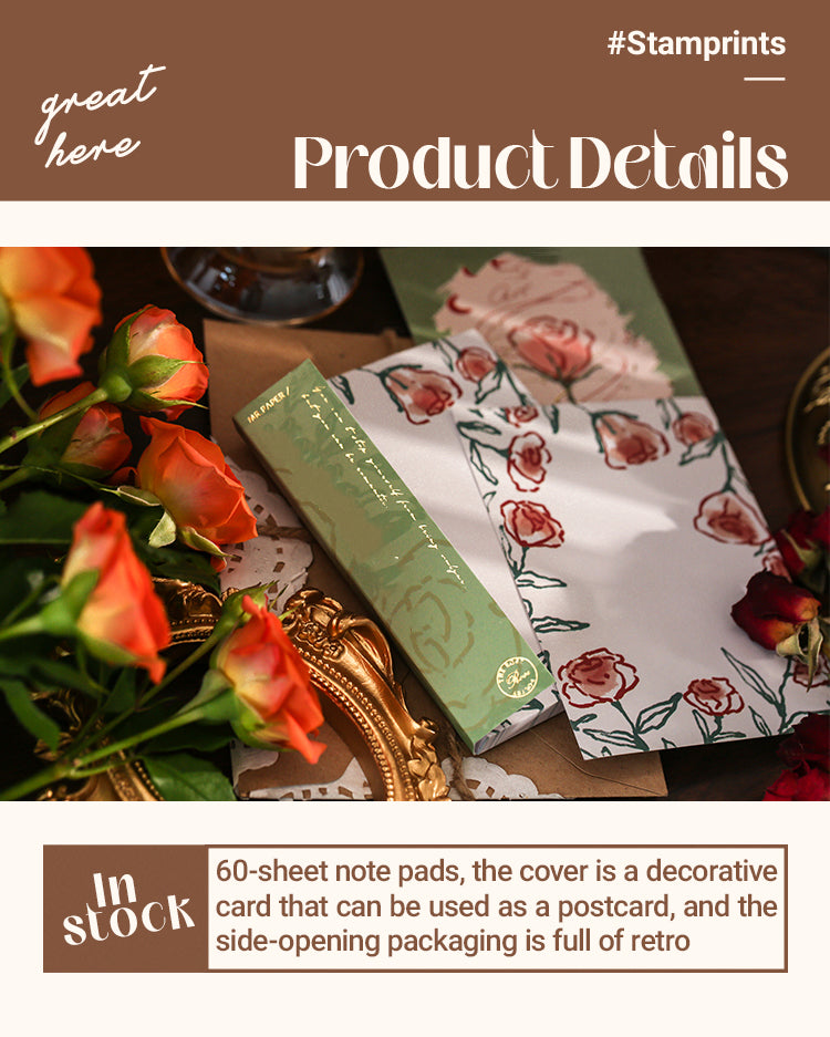 3Simple Romantic Rose Note Paper