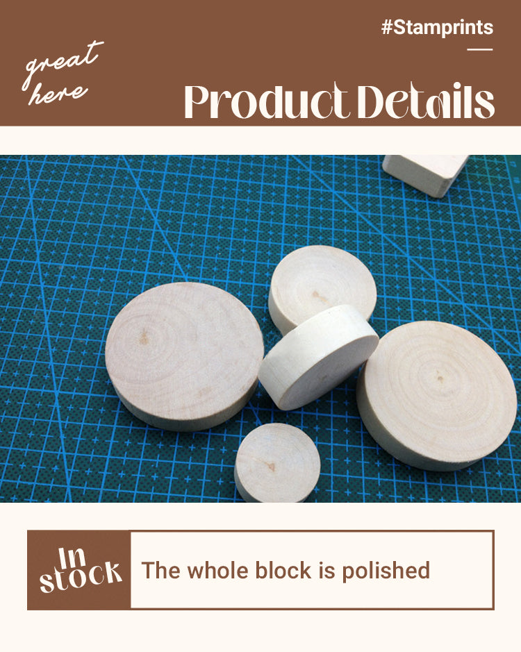 3Solid Wood Round Base Rubber Stamp Handle