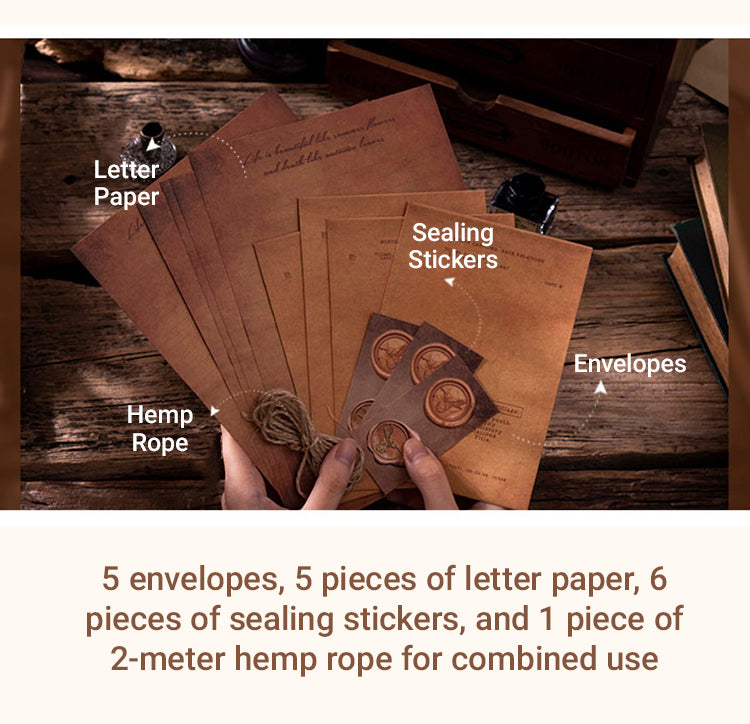 3Tagore's Letterhead Vintage Kraft Writing Paper Envelope Set2