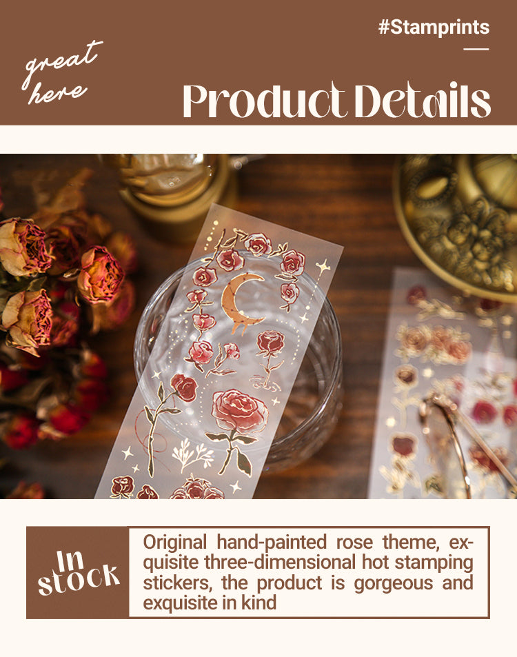 3Vintage 3D Gold Stamping Rose Sticker