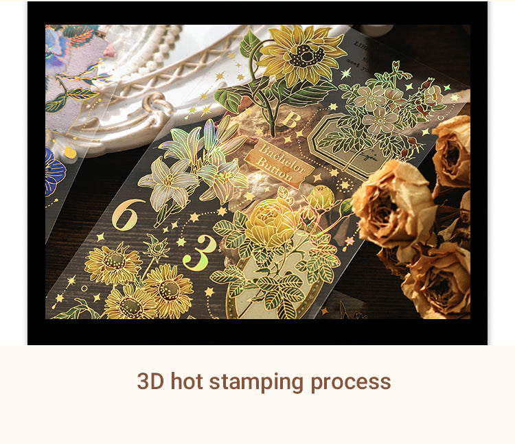 3Vintage Hot Stamping Floral Plant Sticker2