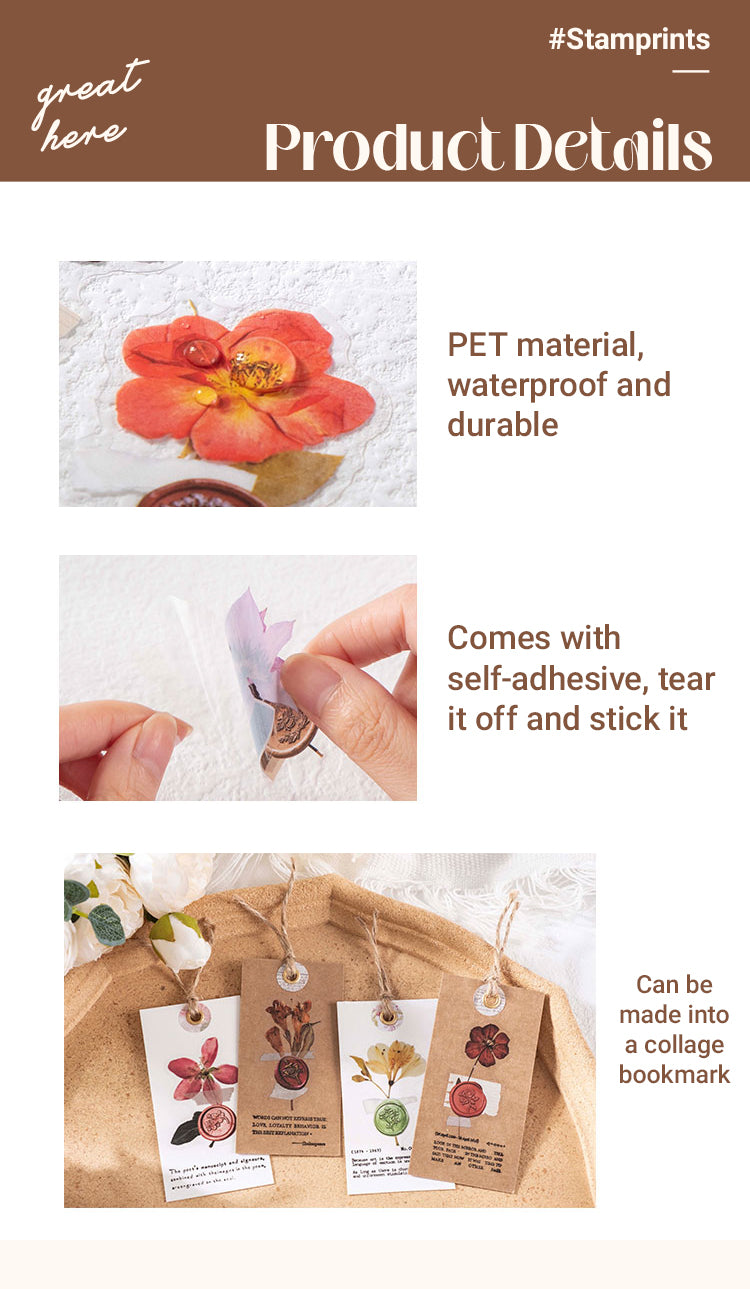 3Wax Seal Imprint Dried Flower Plant PET Stickers1