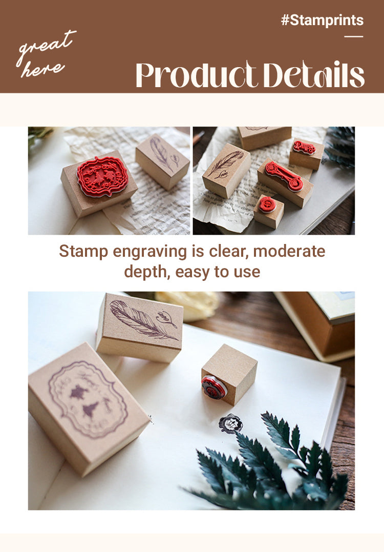 3Wooden Vintage Travel Rubber Stamp