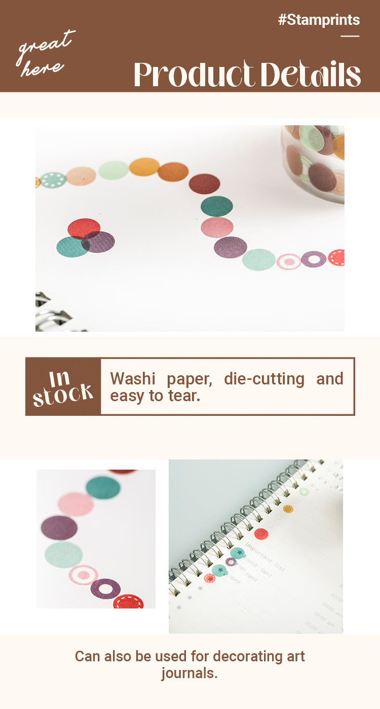 Colorful Big Dot PET Backing Washi Tape