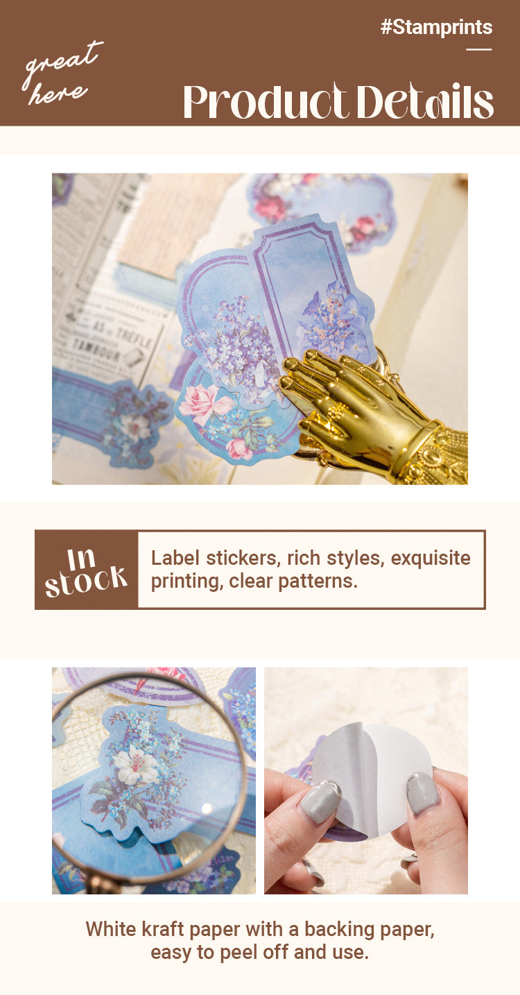 Details of Vintage Floral Frame Kraft Sticker Pack