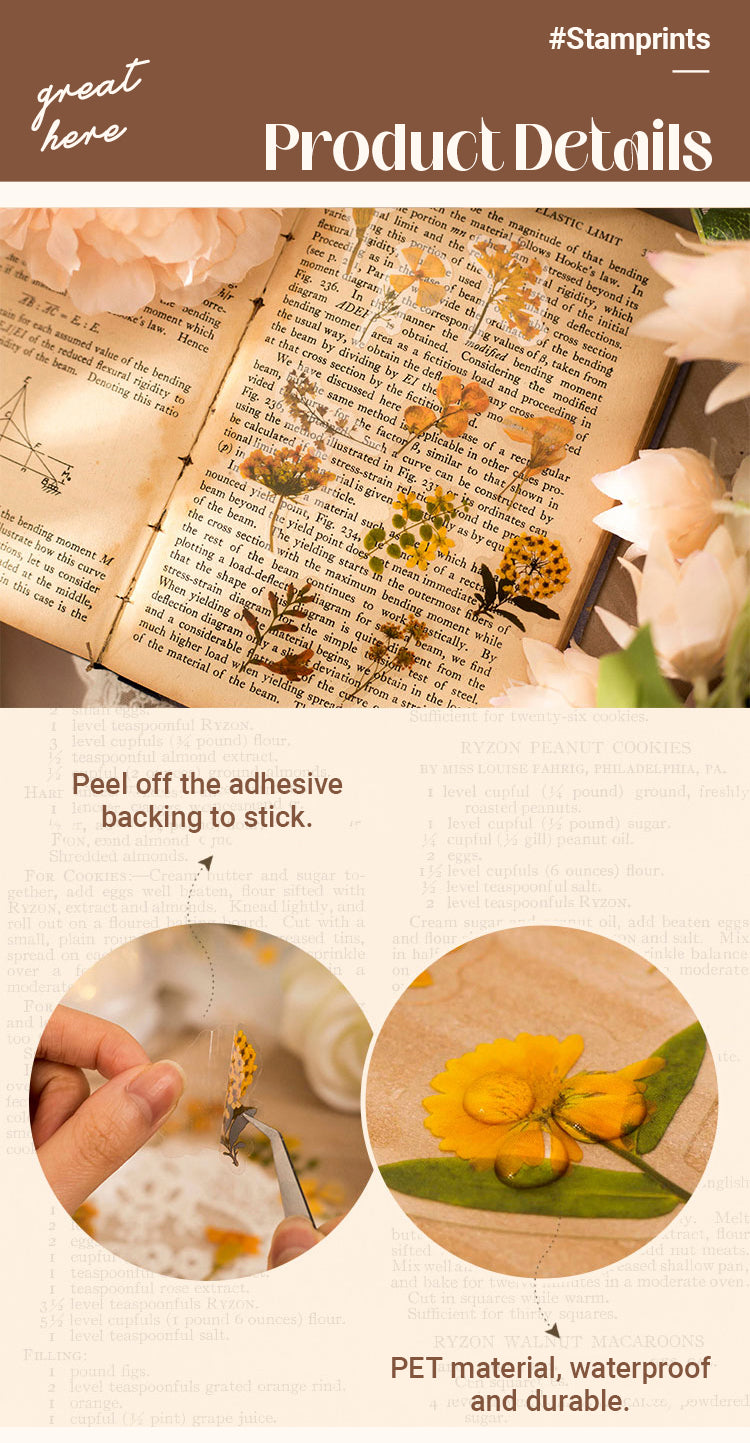 Characteristics of Mini Floral Plant PET Sticker