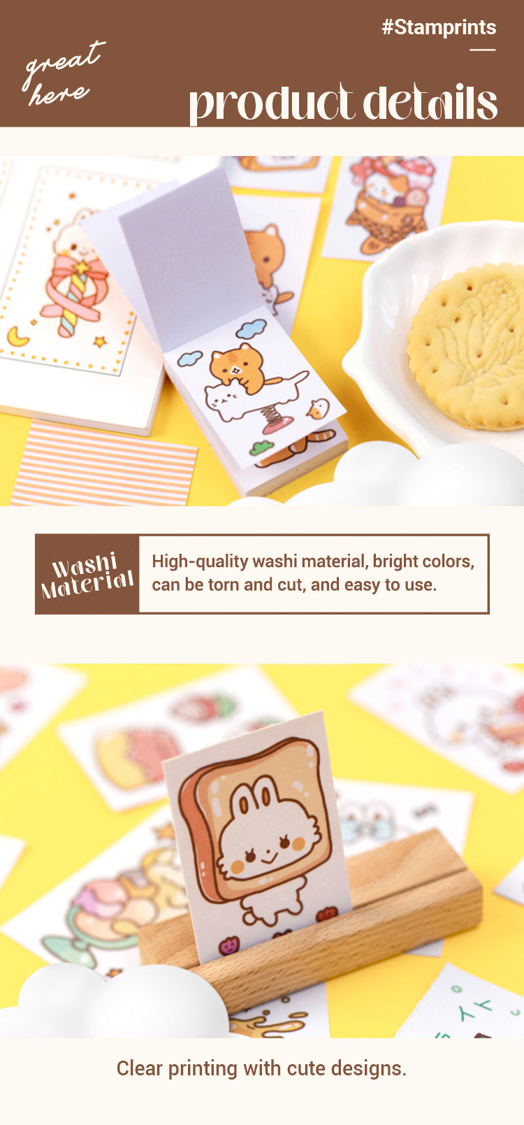 Characteristics of Cute Cartoon Character Washi Sticker Mini Book 1