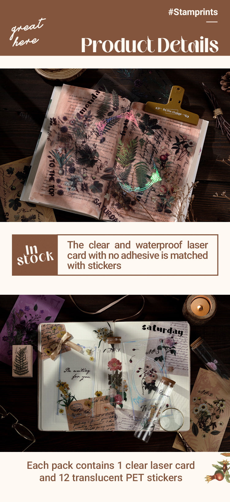 Characteristics of Vintage Plants PET Clear Journal Sticker 