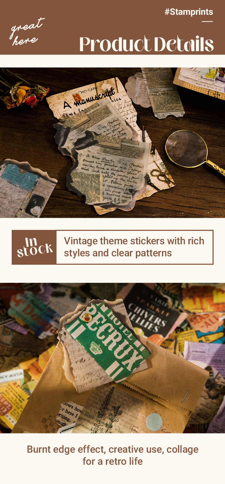 Vintage DIY Burnt Edge Washi Sticker Pack