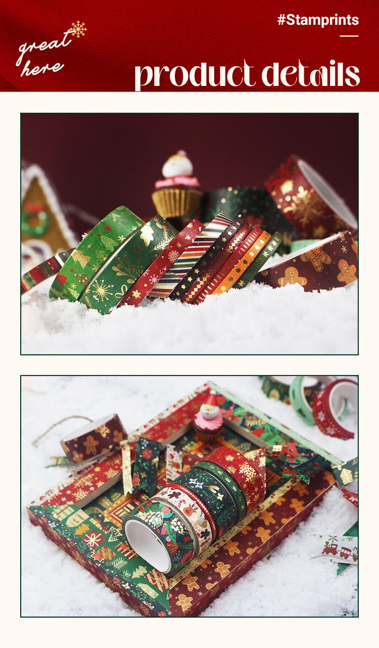 Vintage Christmas Gold Foil Washi Tape Set