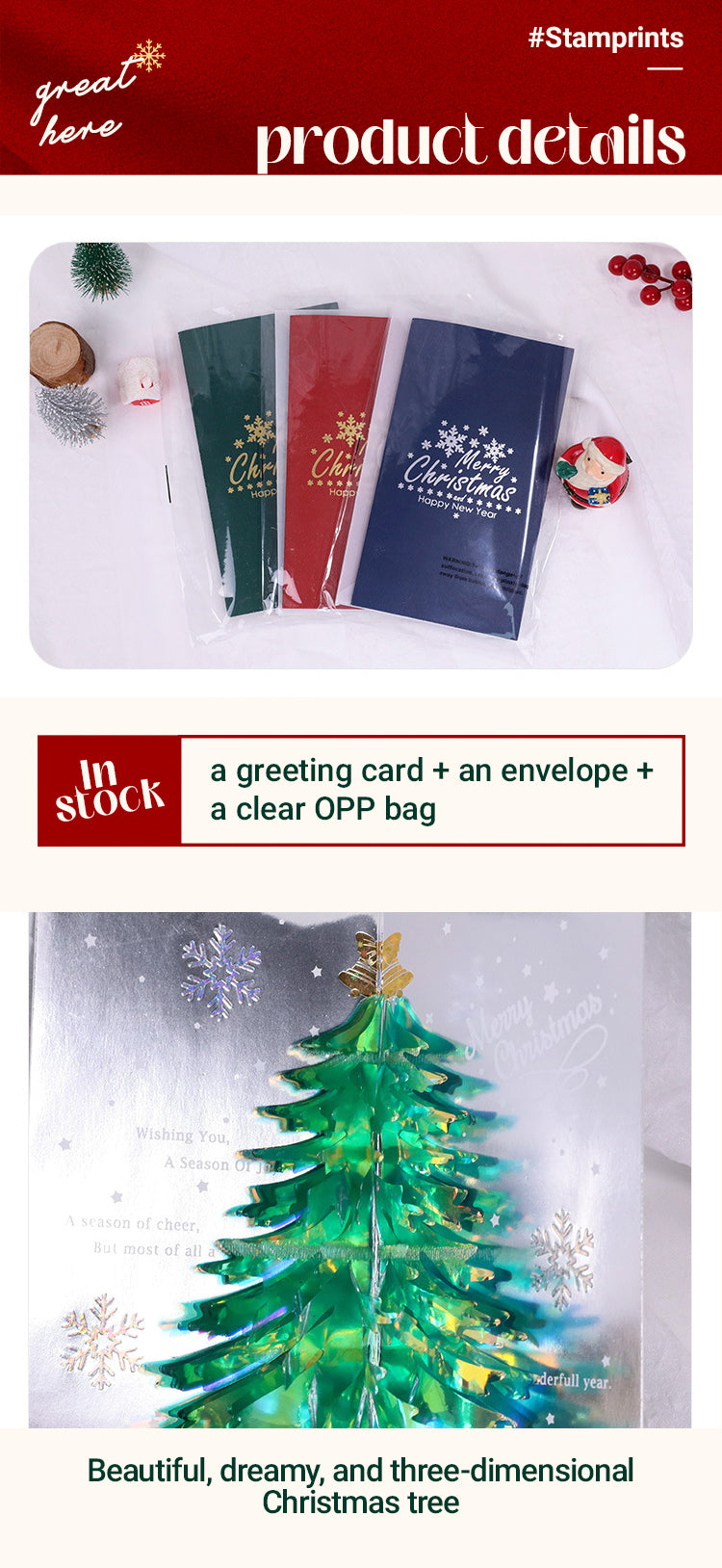 3D Sparkling Christmas Tree Greeting Card