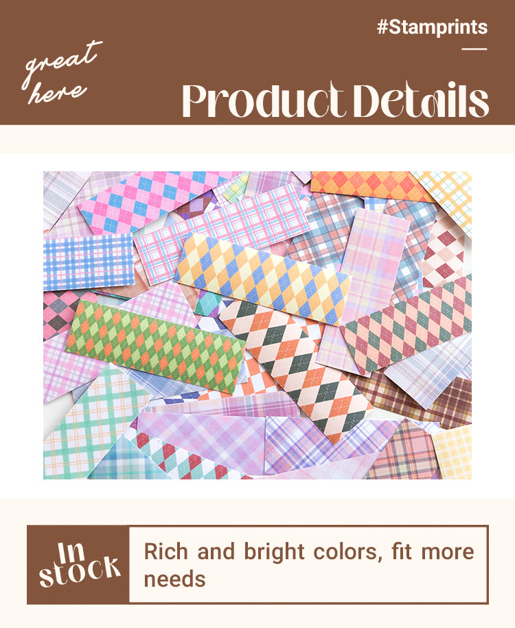 Characteristics of Vintage Colorful Plaid Washi Sticker Book