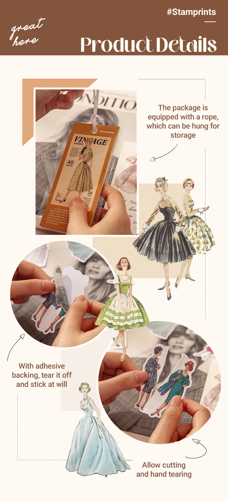 Retro Fashion Model Clothes Sticker