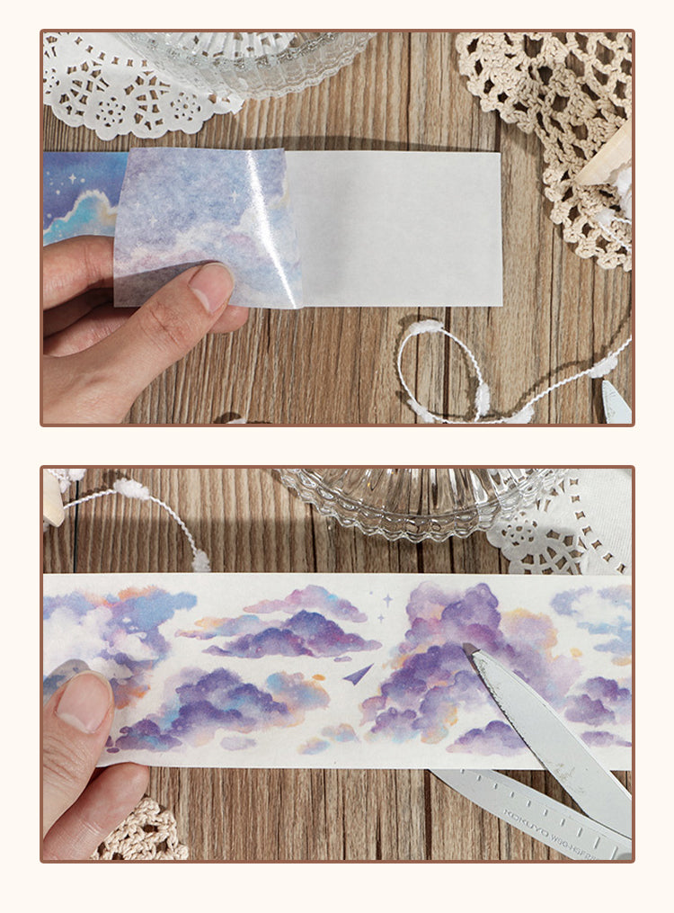 4Colorful Cloud Long Strip Washi Tape Sticker1