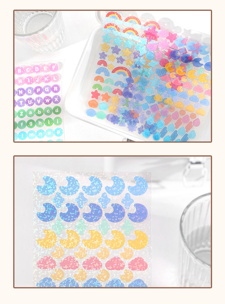 4Details of Colorful Fantasy Alphabet Symbol Holographic PVC Sticker