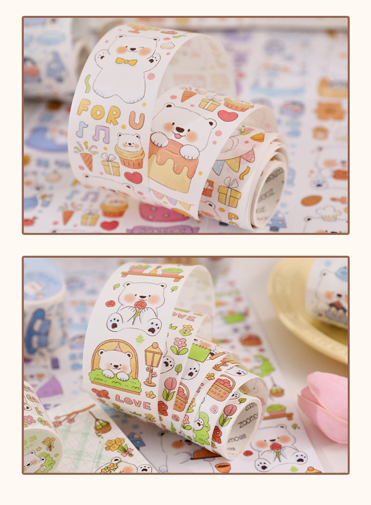 4Details of Cute Cartoon Animal White Bear Washi Tape