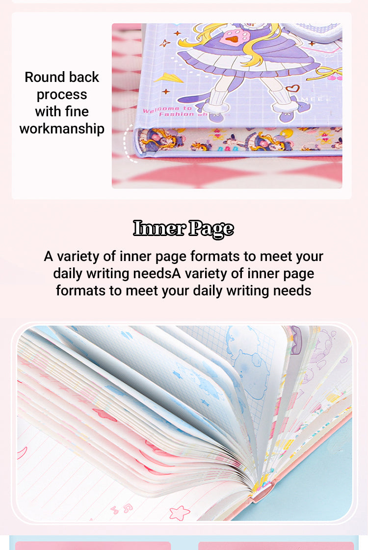 4Details of Cute Cartoon Anime Girl Diary Notebook Set1