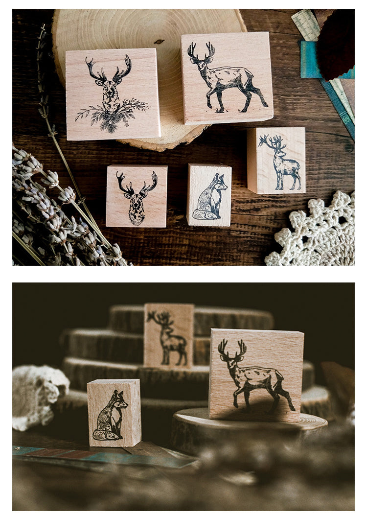 4Details of Cute Elk Animal Wooden Rubber Stamp1