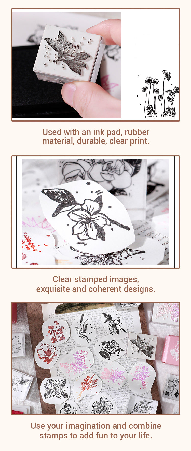 4Details of Cute Flower Plant Clear Acrylic Rubber Stamp
