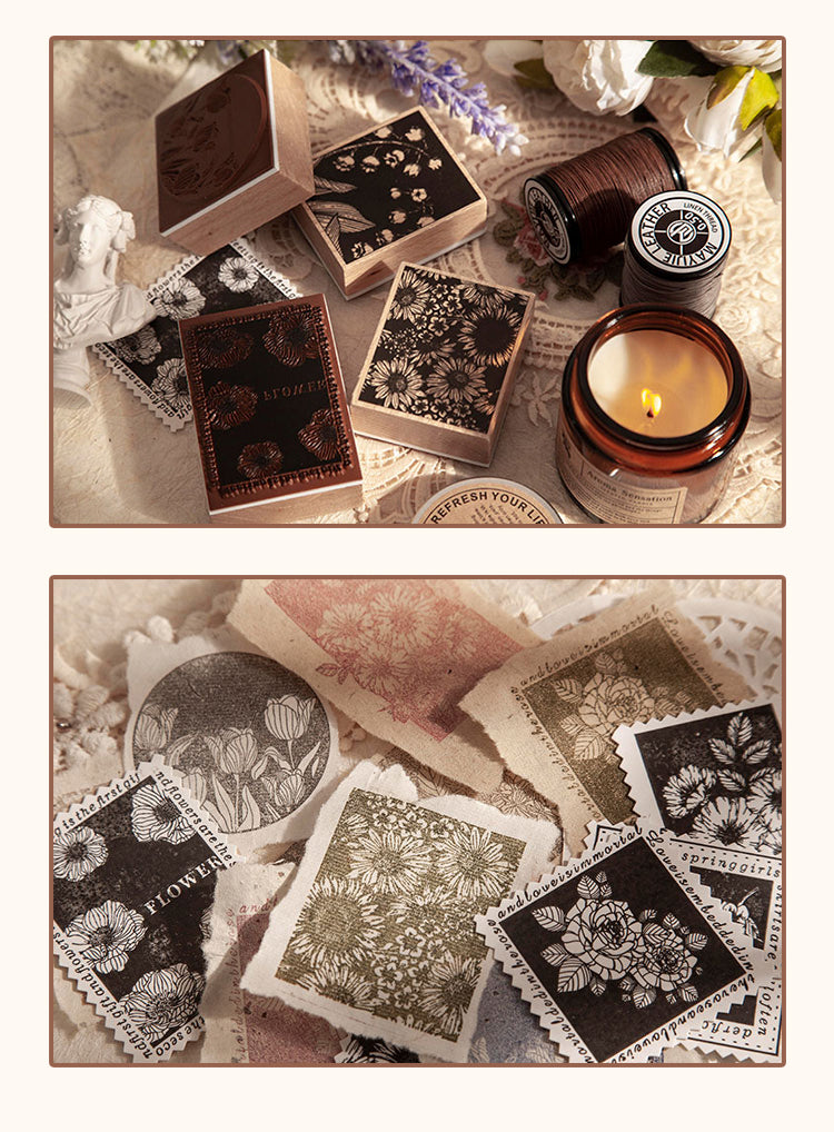4Details of Night Summer Flower Sea Series Rubber Stamps