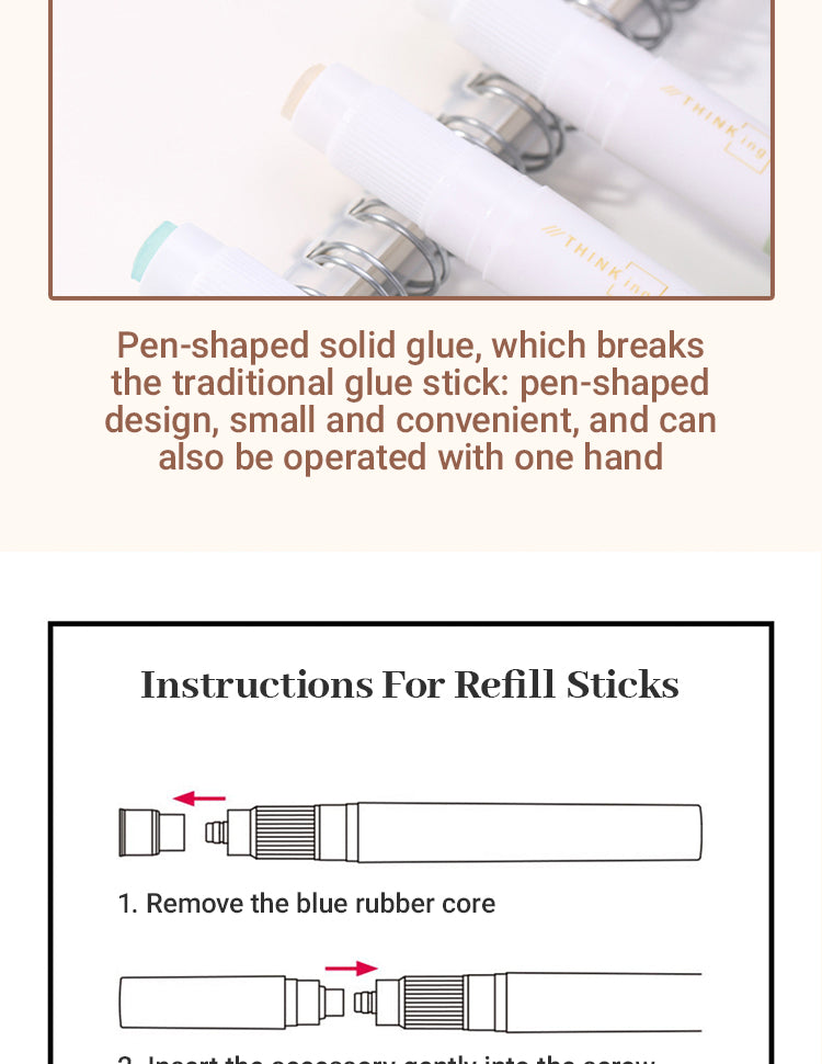 4Details of Pen Shaped Solid Glue with Stick Refills Pack2