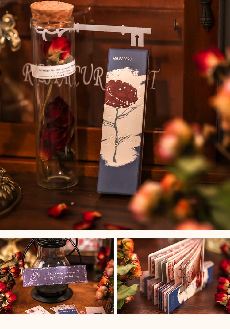 4Details of Romantic Long Strip Rose Illustration Washi Sticker