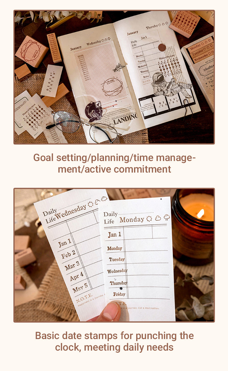 Monthly Perpetual Calendar Clear Stamp Set, Bullet Journal Planner