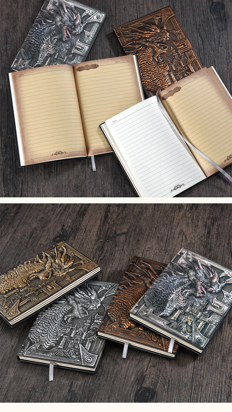 4Details of Vintage 3D Relief Bronze Dragon Notebook
